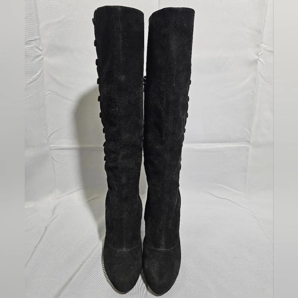 Dolce & Gabbana Designer Black Suede Sexy Zip Up Knee High Boots Size 39/8.5 - Picture 7 of 14